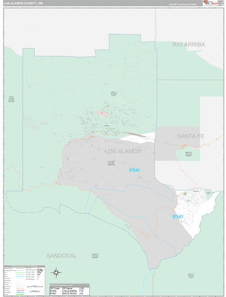 Los Alamos County Wall Map Premium Style